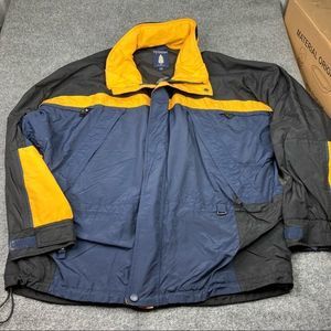 Roundtree and Yorke outdoors Large bomber blue and yellow jacket